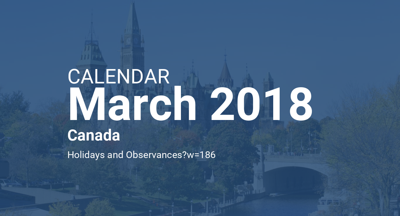 March 2018 Calendar Canada 